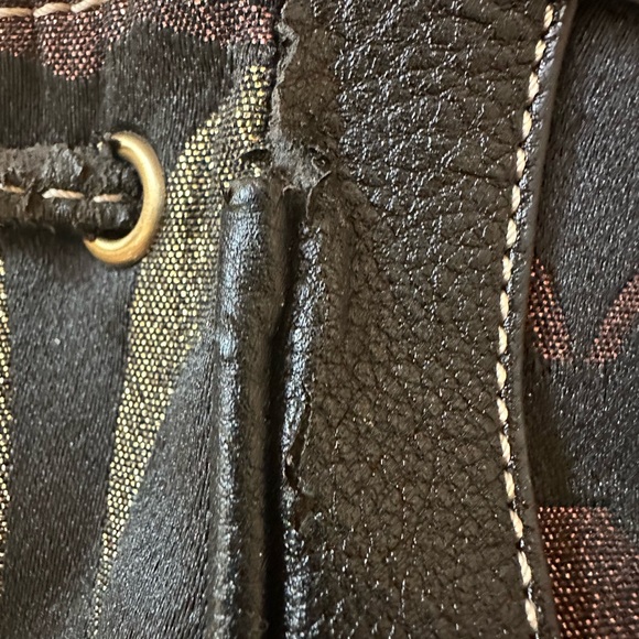 Coach Metallic Signature Jacquard Satchel + Cosmetic Pouch Copper Gold - Picture 13 of 16